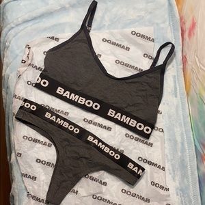NWOT Bamboo Underwear Bra and Thong in Shadow Grey